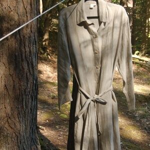 Old Linen Mill/Linen Shirt Dress / Long Sleeves Dress / Casaul Long Dresses/ M/L